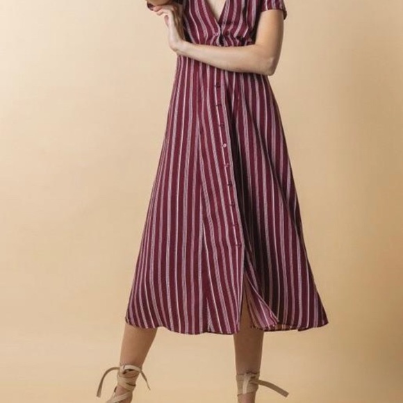 ROKOKO STRIPED BURGUNDY AND TAN STRIPES NWT - Picture 2 of 3